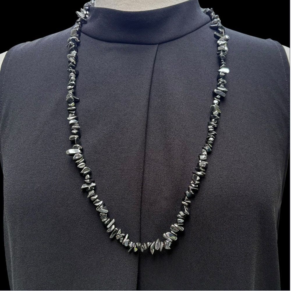 Vintage Polished Hematite Stone Necklace Protection Grounding Connection